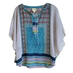 Fig & Flower Boho Floral Blouse PM Dolman Sleeve